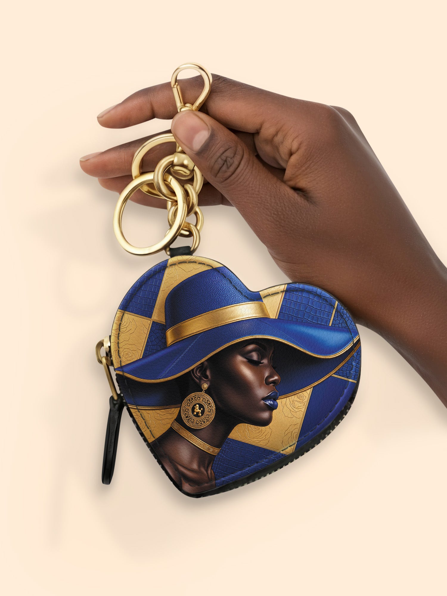 Sapphire Grace Heart Coin Pouch Bag Charm QR0HH217