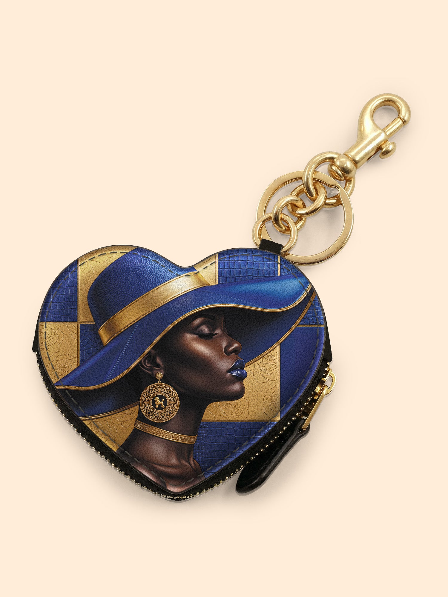 Sapphire Grace Heart Coin Pouch Bag Charm QR0HH217