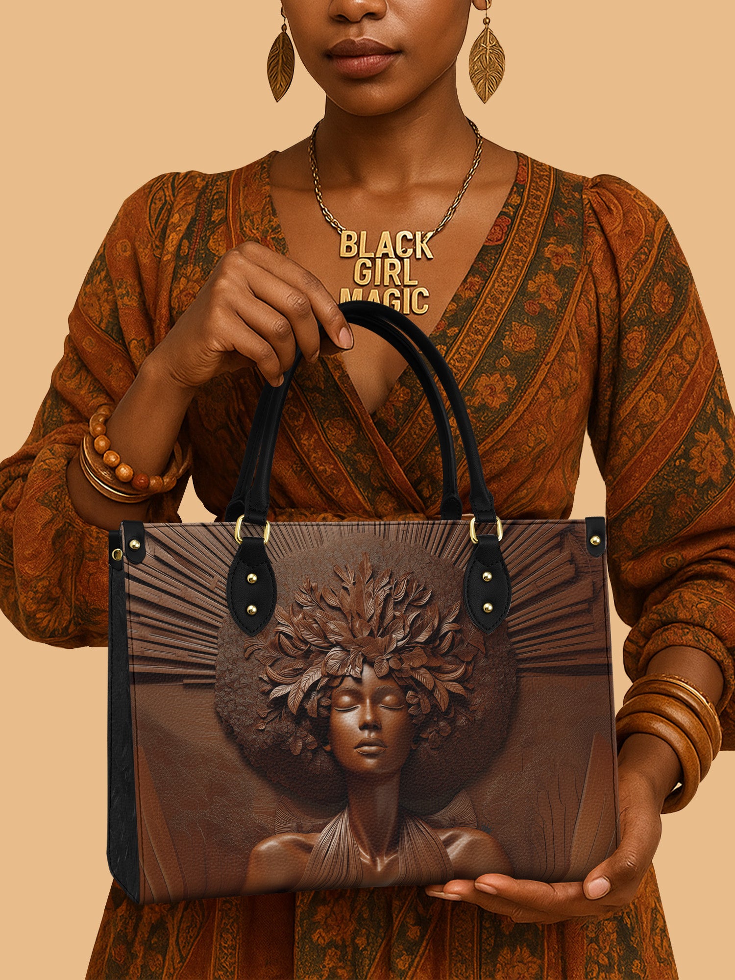 Ebony Bloom Premium Leather Handbag QR0TD343