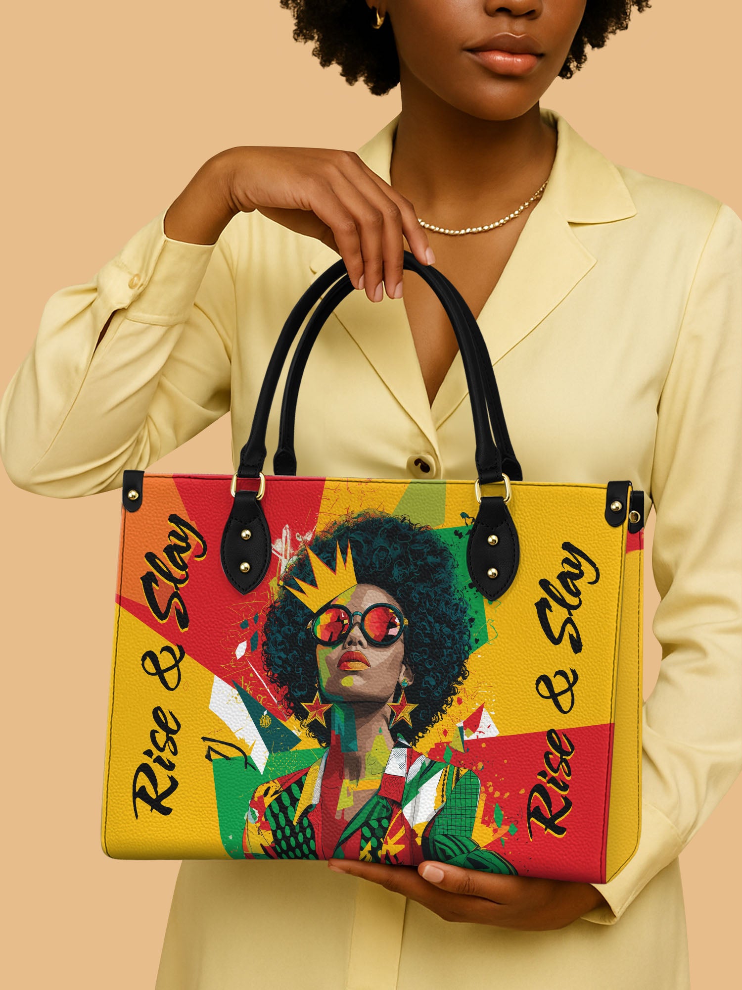 Rise And Slay Premium Leather Handbag QR0XD604