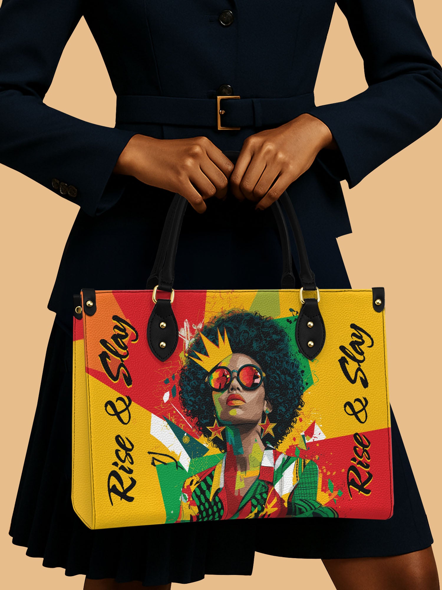 Rise And Slay Premium Leather Handbag QR0XD604