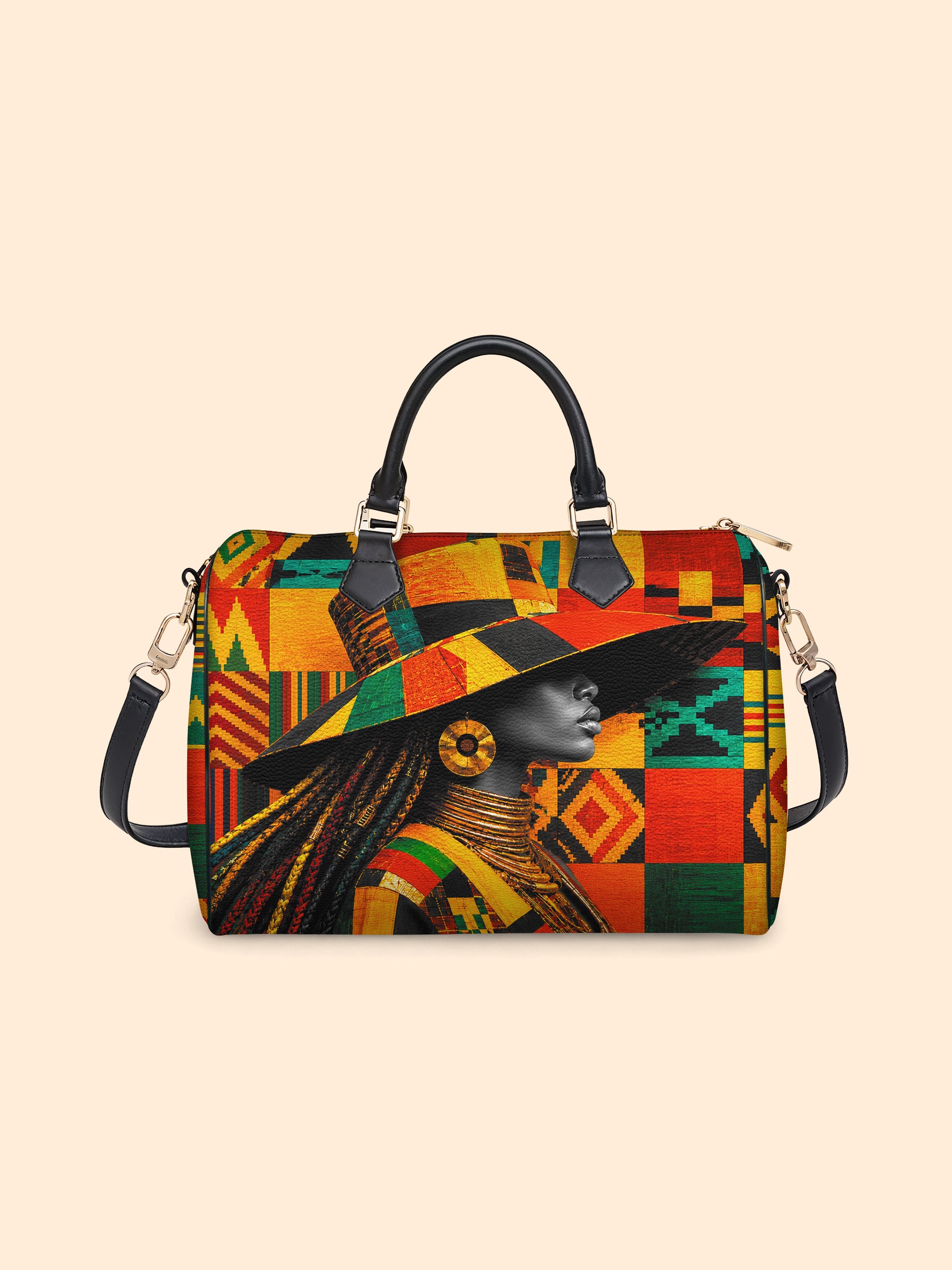 Kente Sovereign Leather Boston Bag QR0TV276