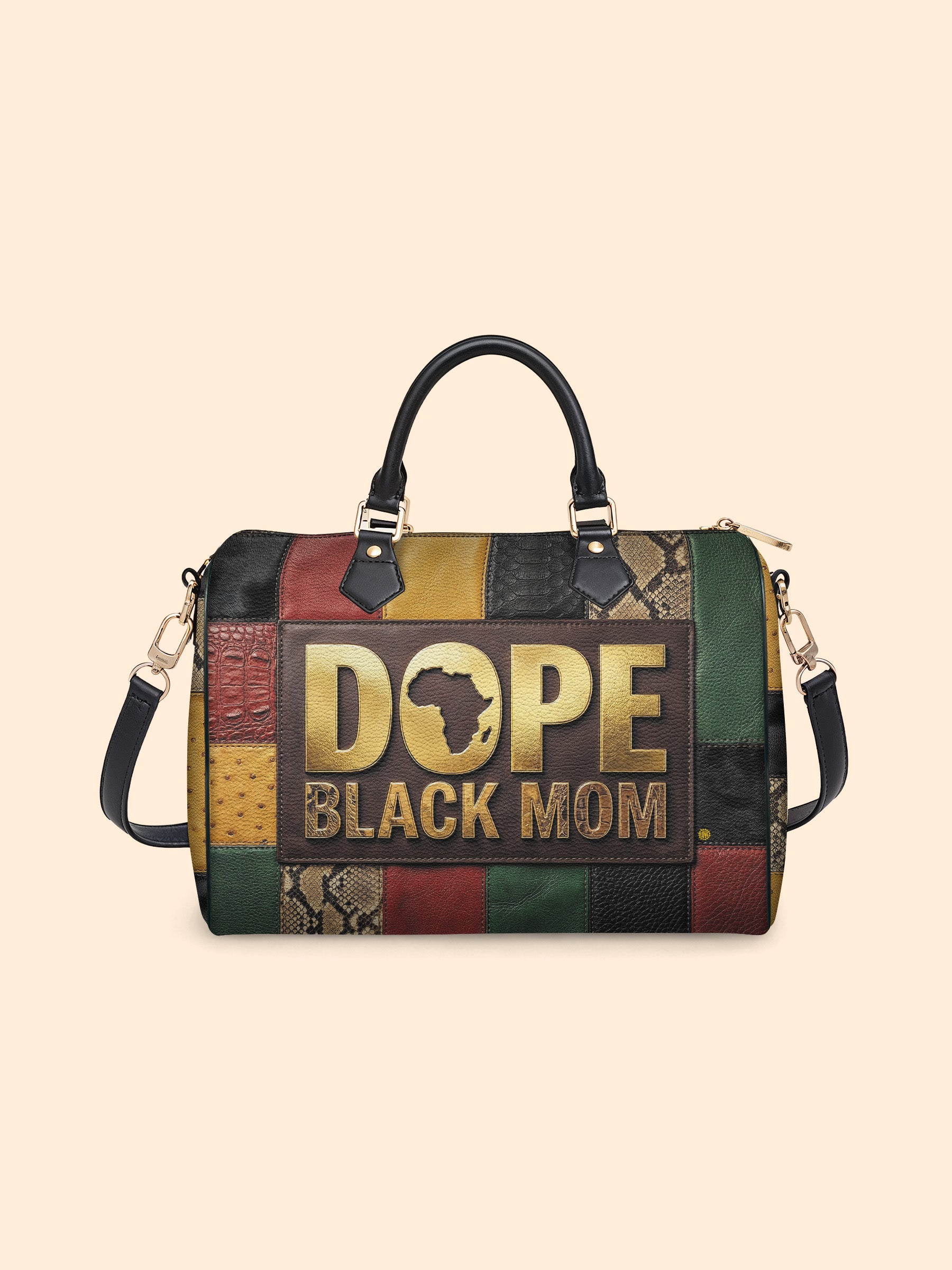 Dope Black Mom Heritage Leather Boston Bag QR0TV271