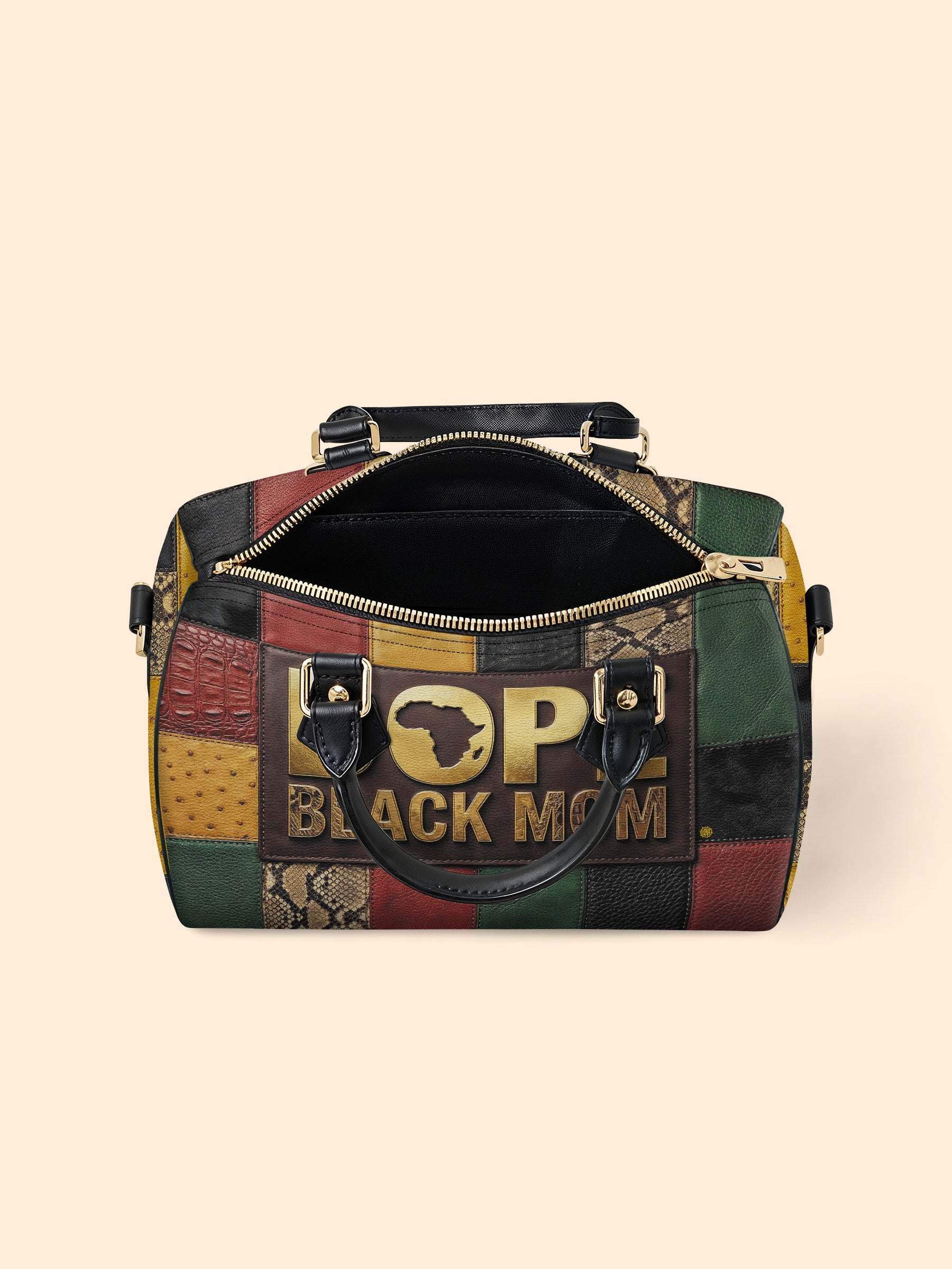 Dope Black Mom Heritage Leather Boston Bag QR0TV271