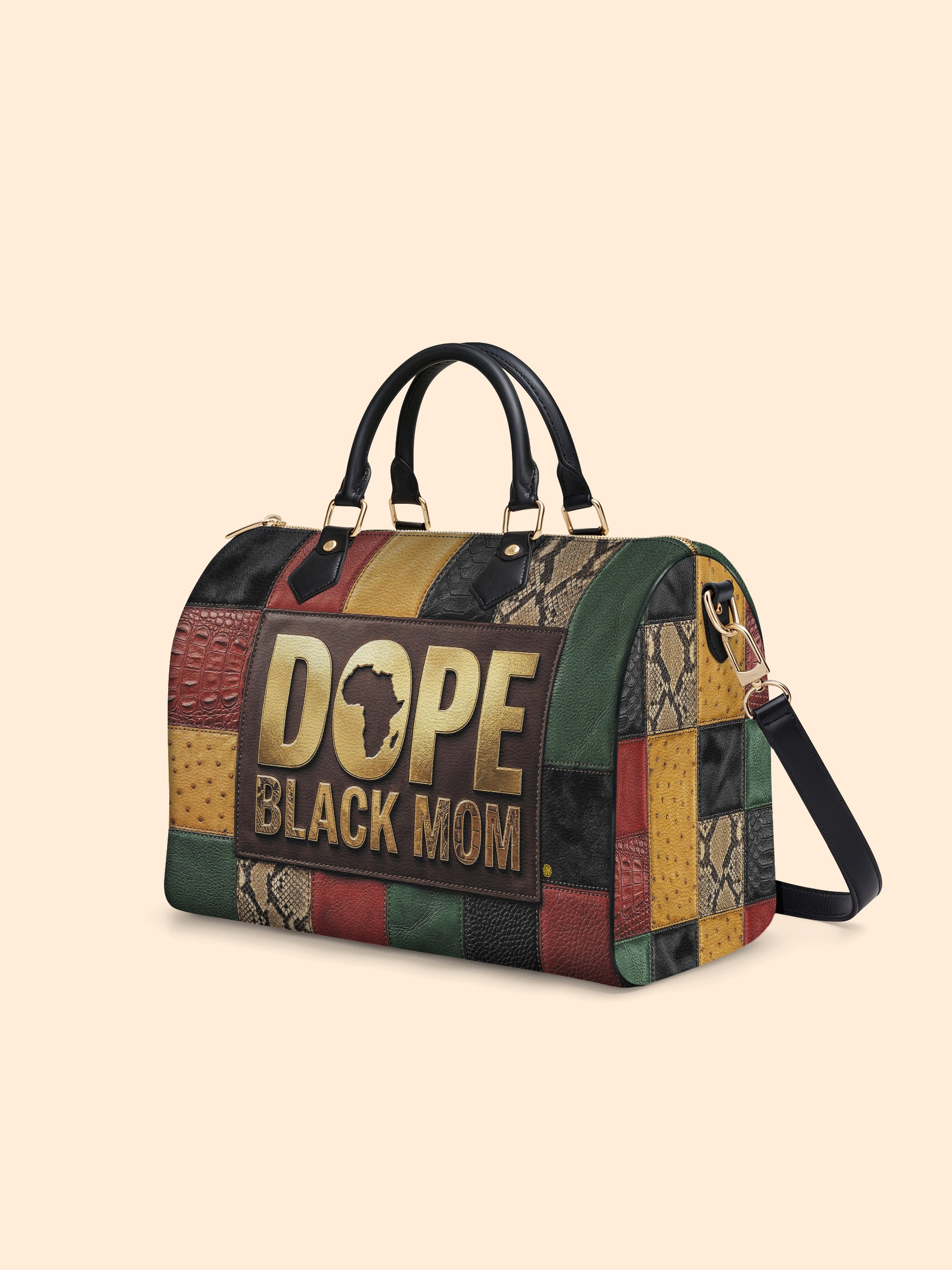 Dope Black Mom Heritage Leather Boston Bag QR0TV271