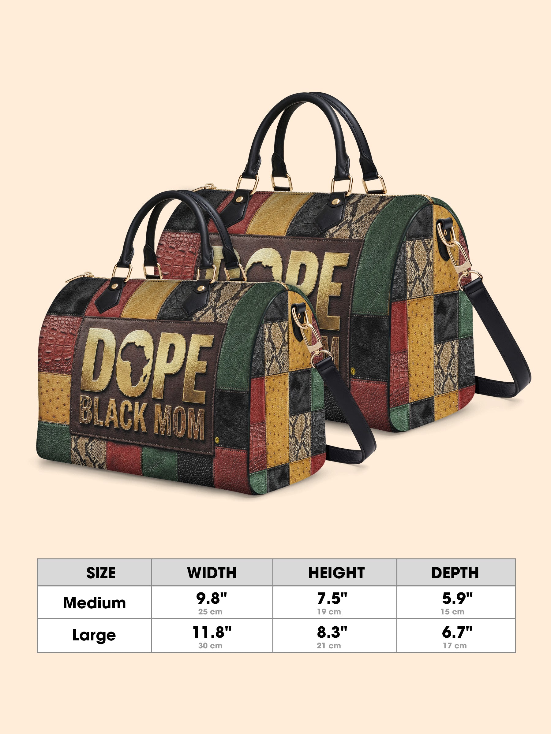 Dope Black Mom Heritage Leather Boston Bag QR0TV271