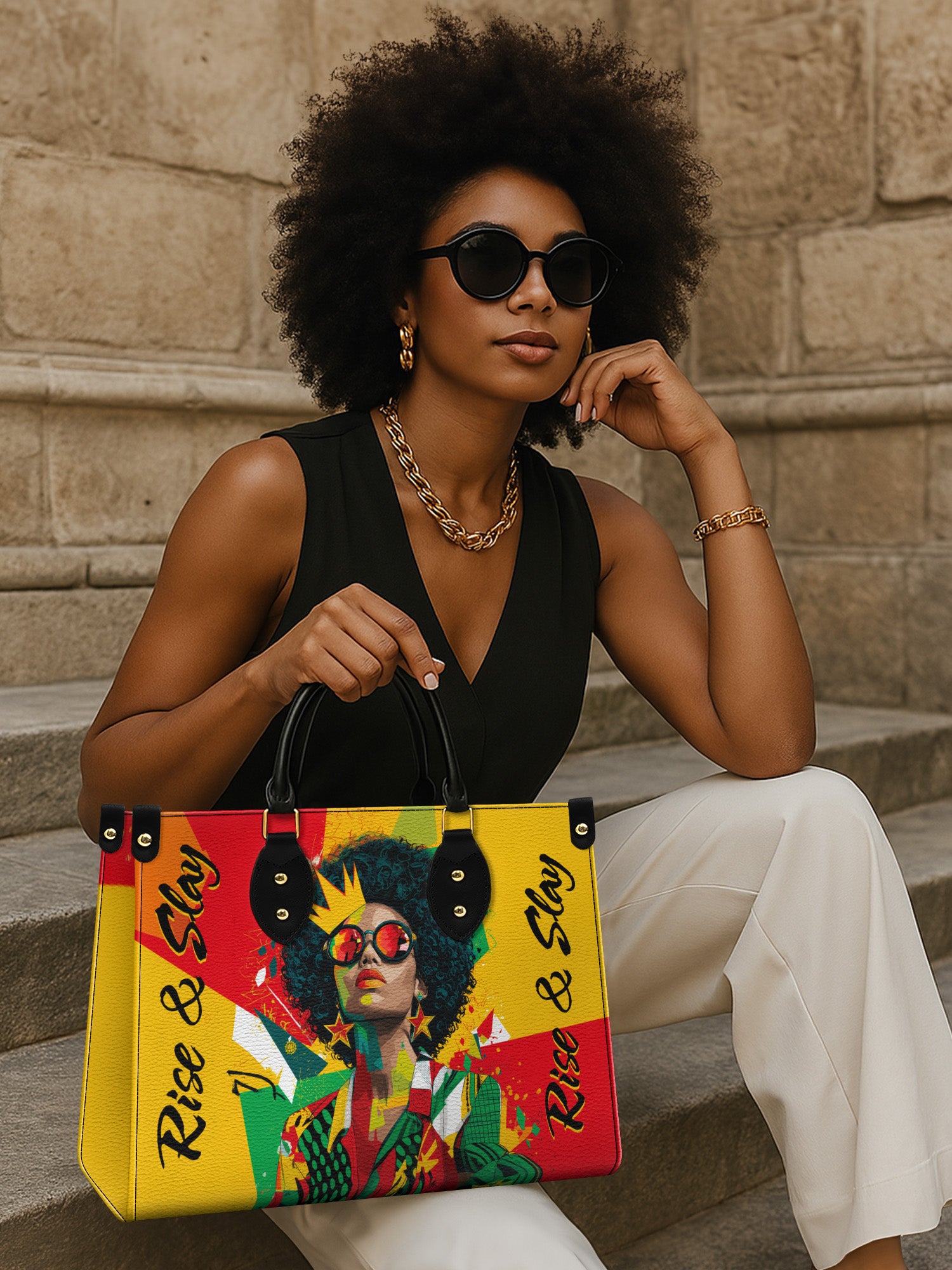 Rise And Slay Premium Leather Handbag QR0XD604