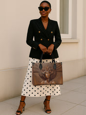 Ebony Bloom Premium Leather Handbag QR0TD343