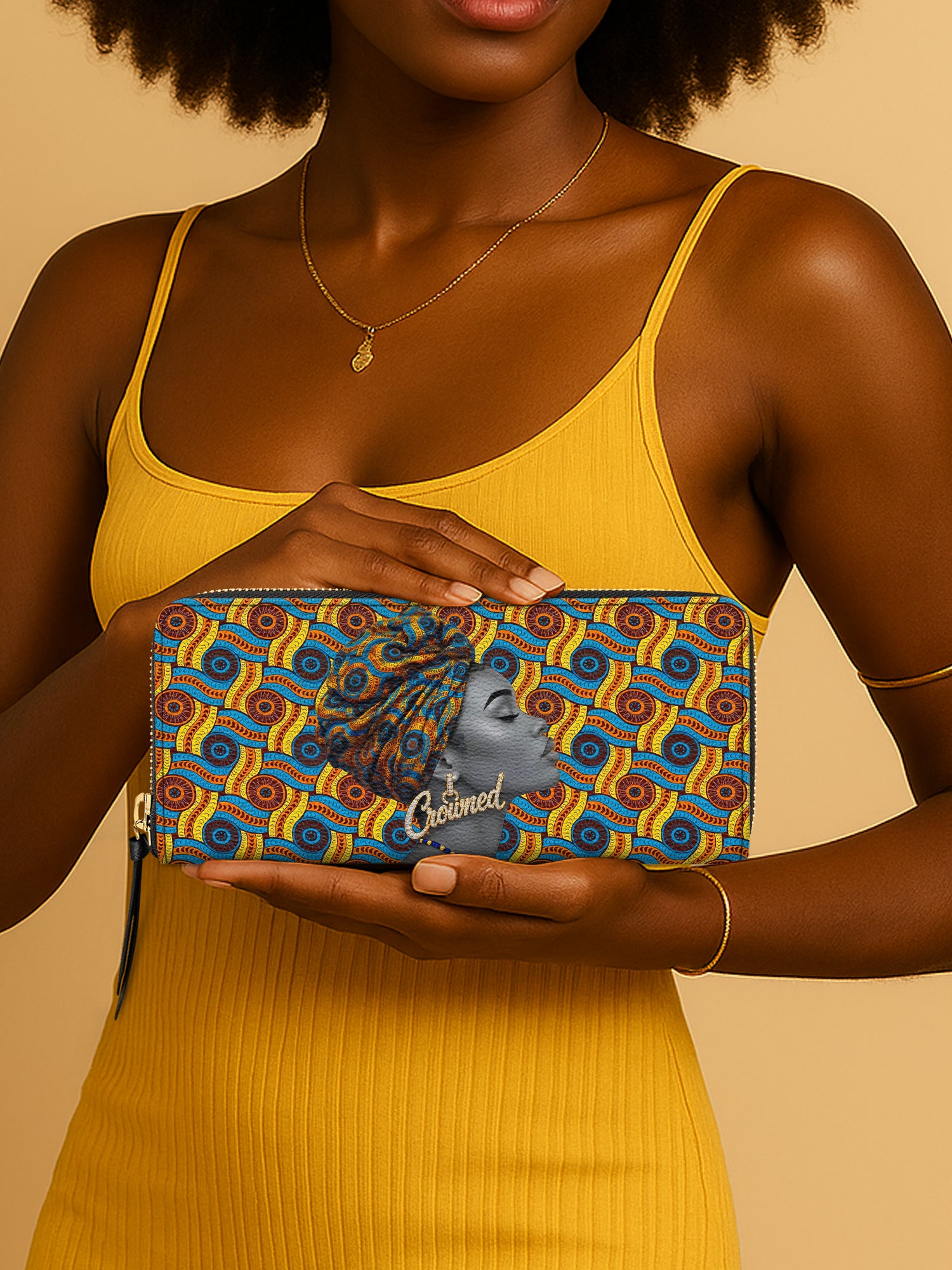 Crowned Ankara Slimline Zippy Wallet QR0TV277