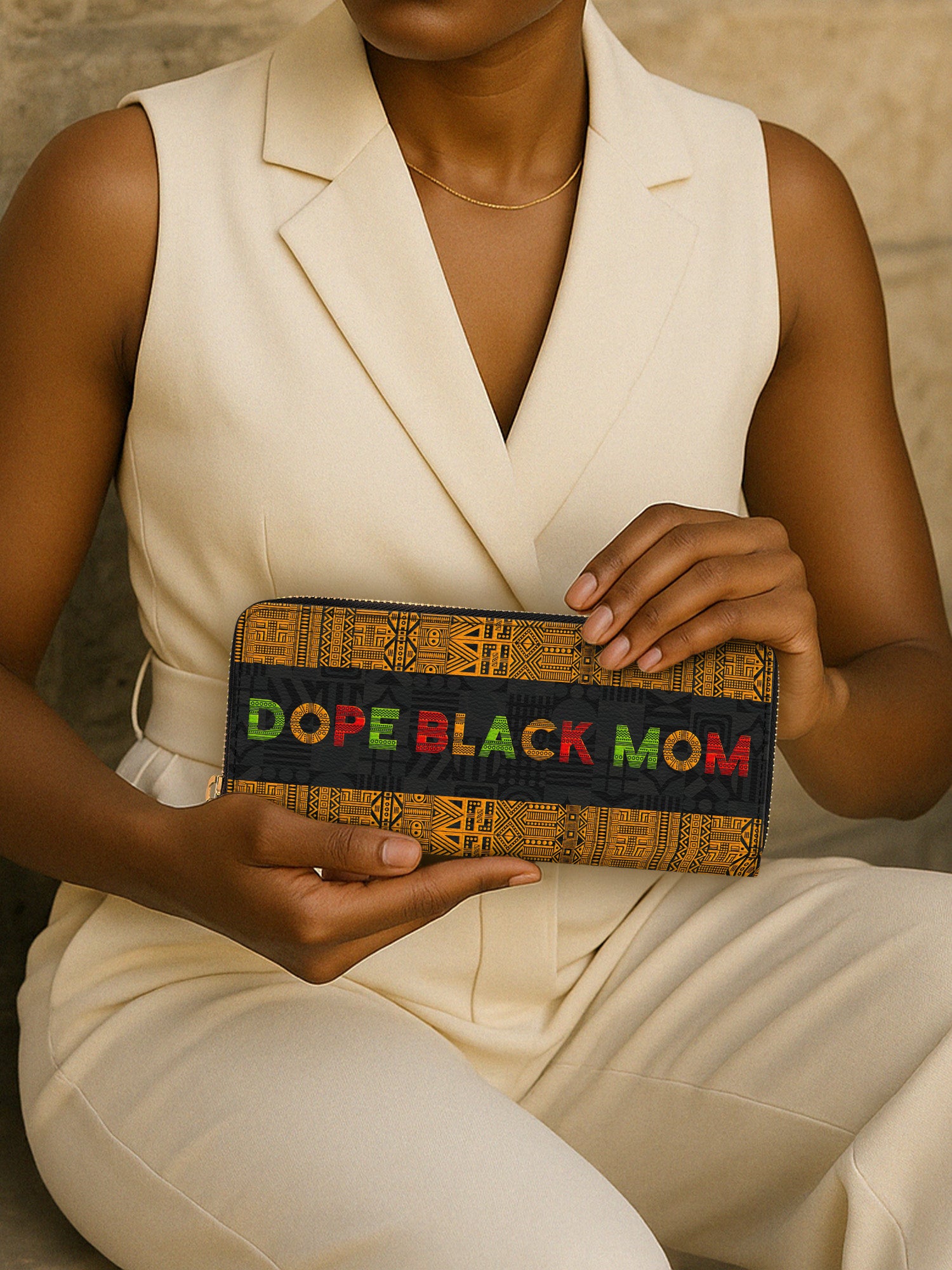 DOPE BLACK MOM Juneteenth Slimline Zippy Wallet QR0XD1033