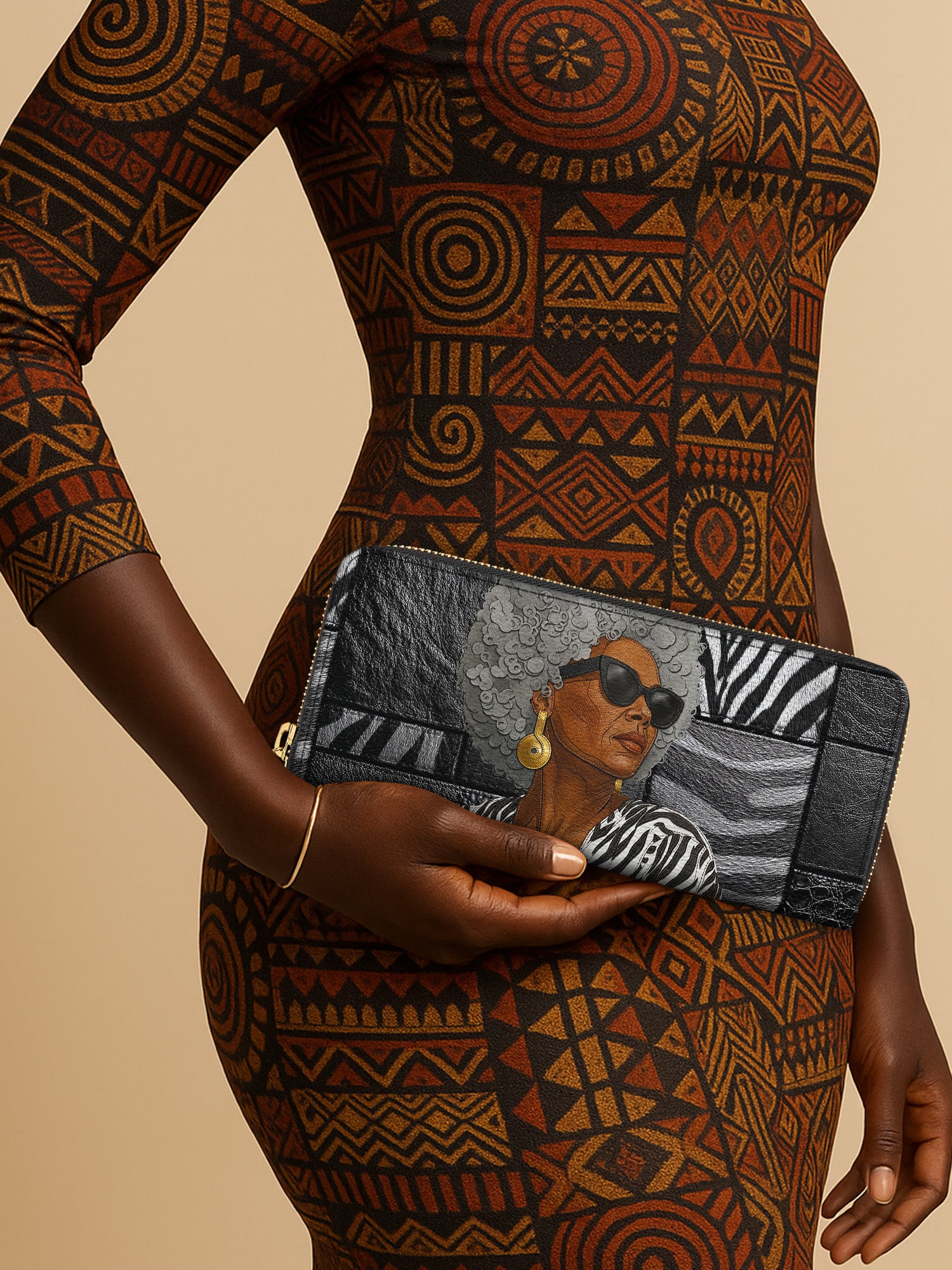 Midnight Zebra Slimline Zippy Wallet QR0TV259