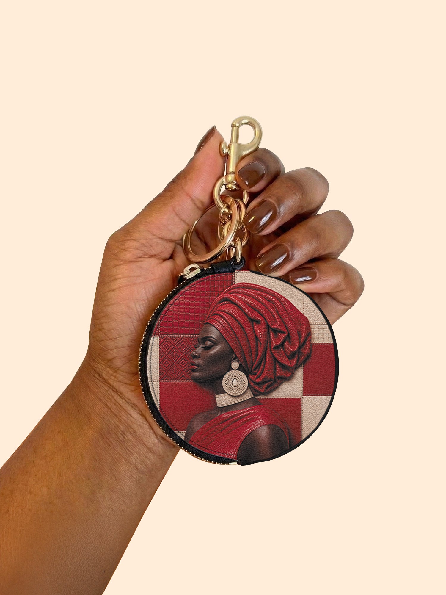 Draped in Crimson Circular Coin Pouch Bag Charm QR0XD500
