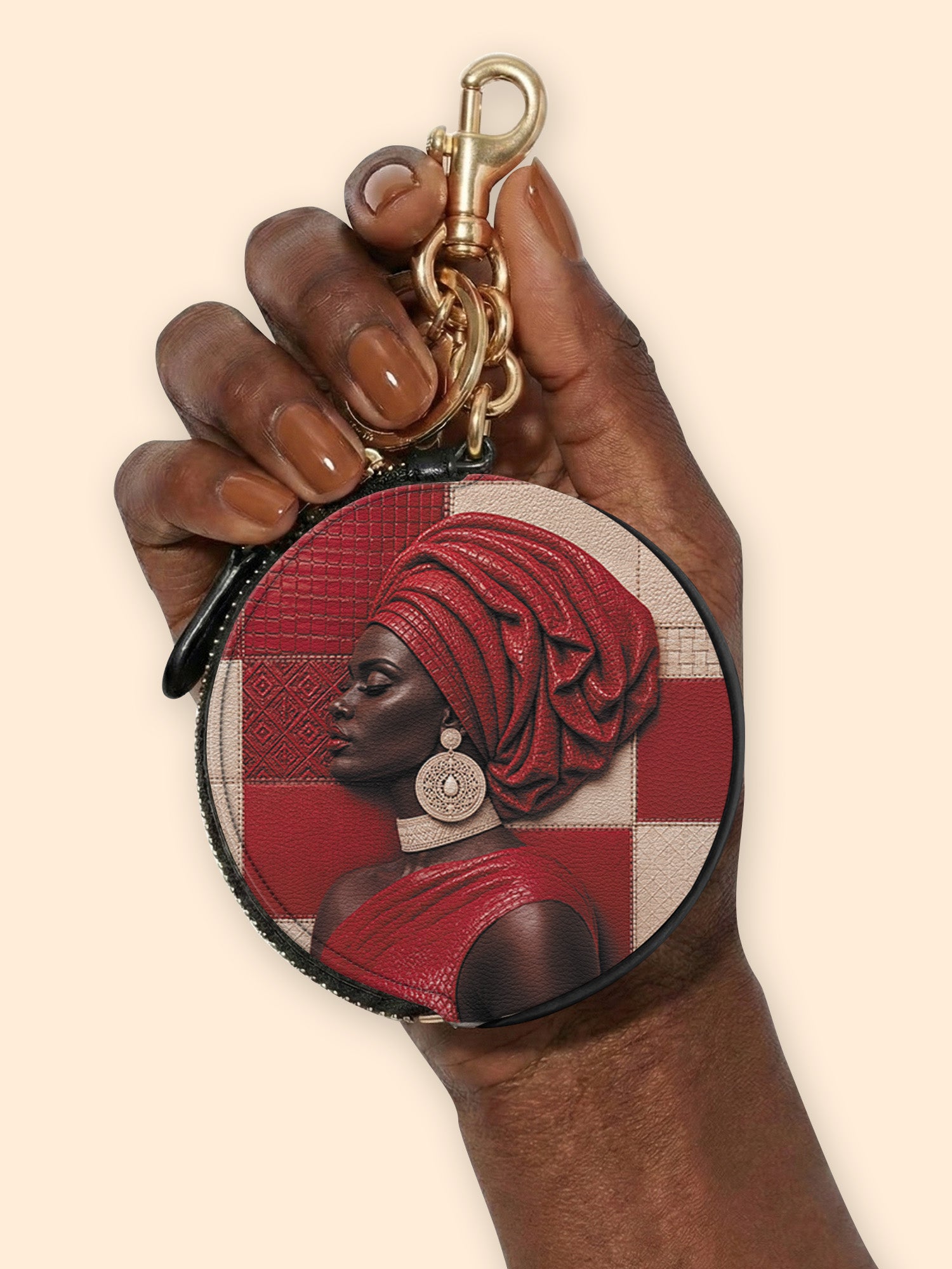 Draped in Crimson Circular Coin Pouch Bag Charm QR0XD500