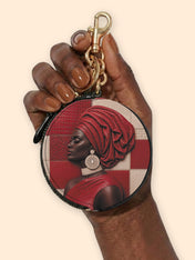 Draped in Crimson Circular Coin Pouch Bag Charm QR0XD500