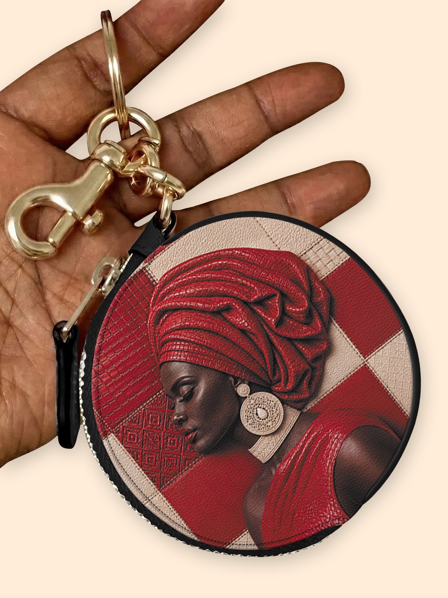 Draped in Crimson Circular Coin Pouch Bag Charm QR0XD500