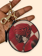 Draped in Crimson Circular Coin Pouch Bag Charm QR0XD500