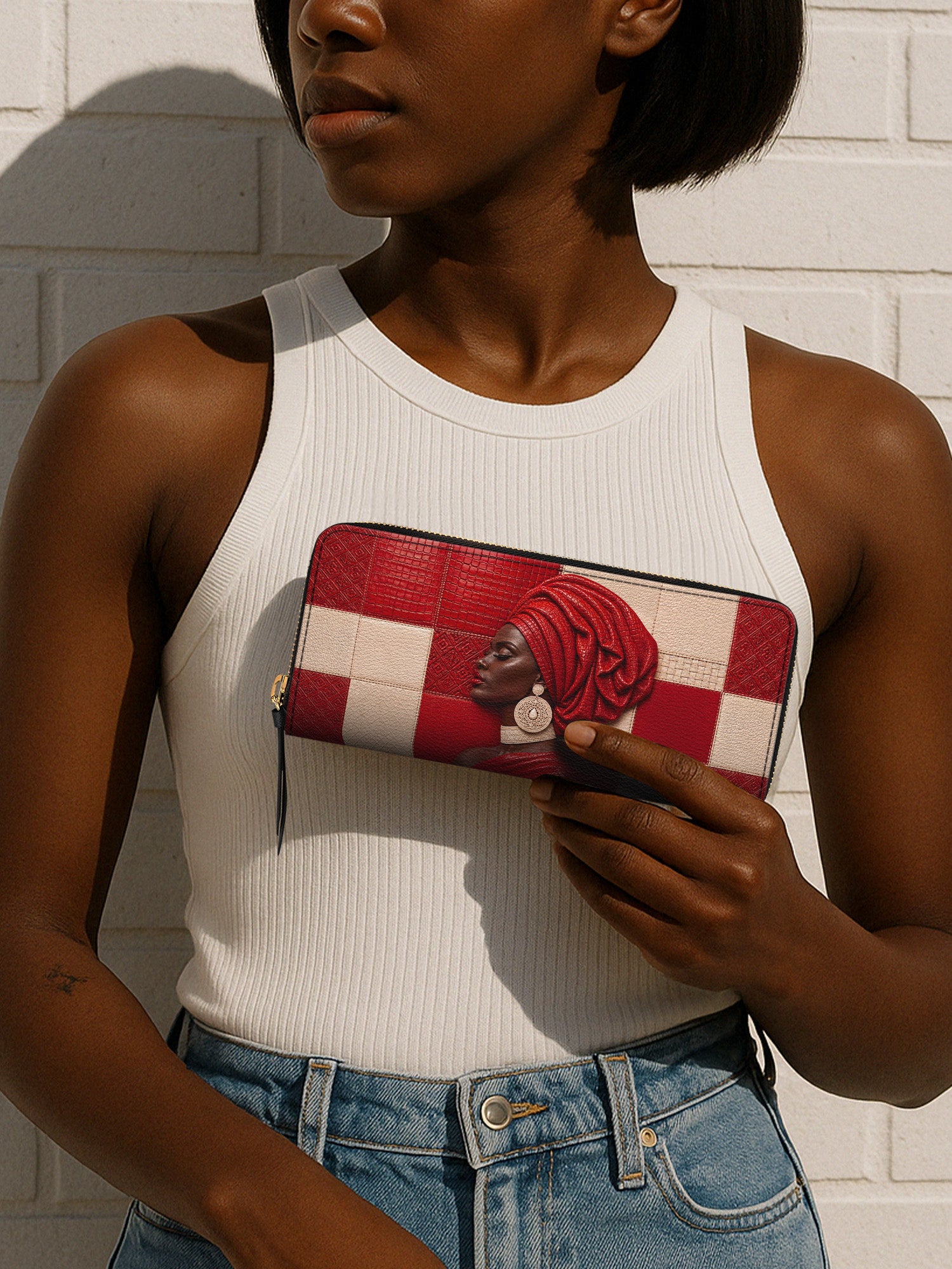 Draped in Crimson Slimline Zippy Wallet QR0XD500