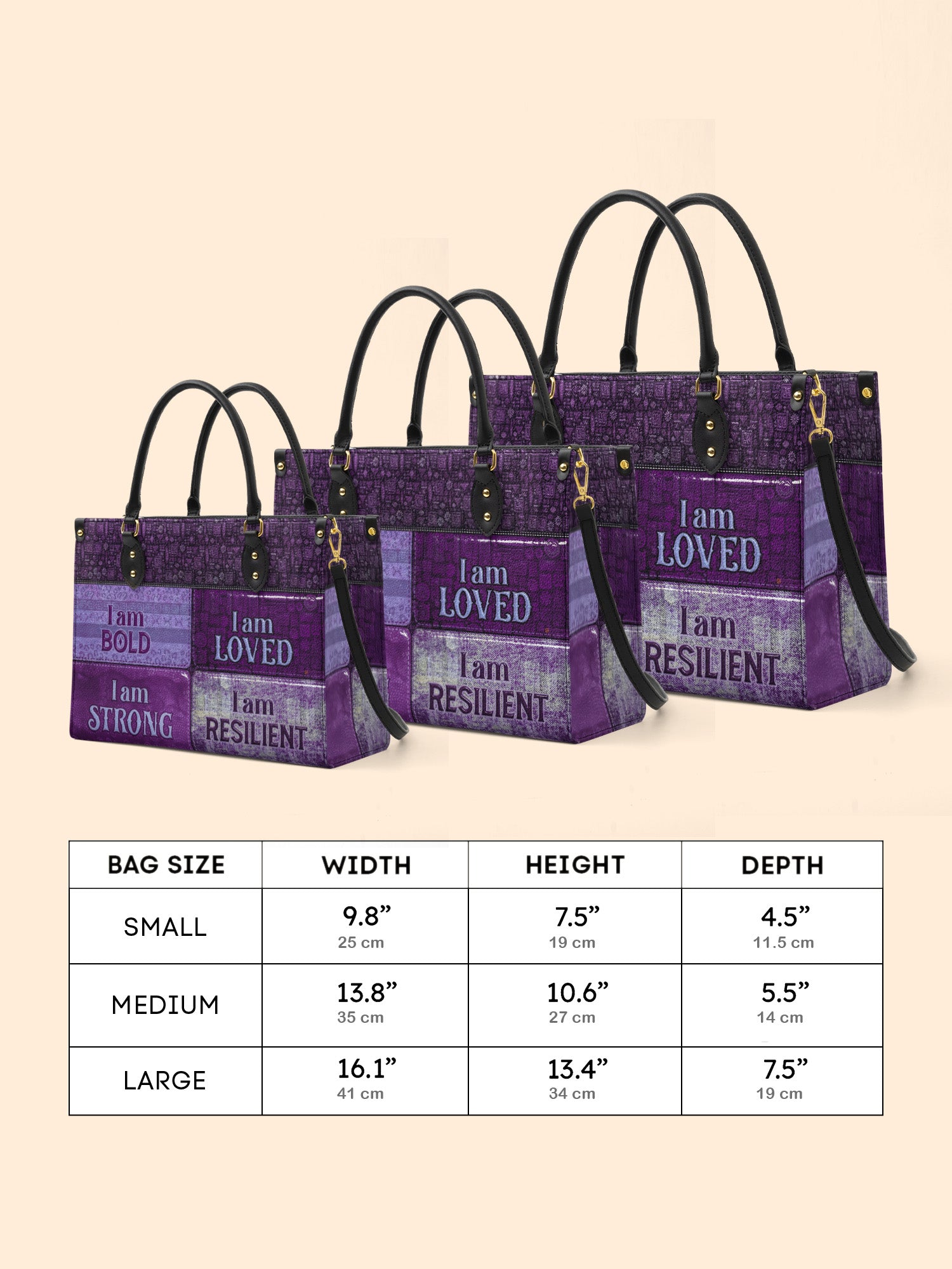 Purple Affirmations Premium Leather Handbag QR0XD1048
