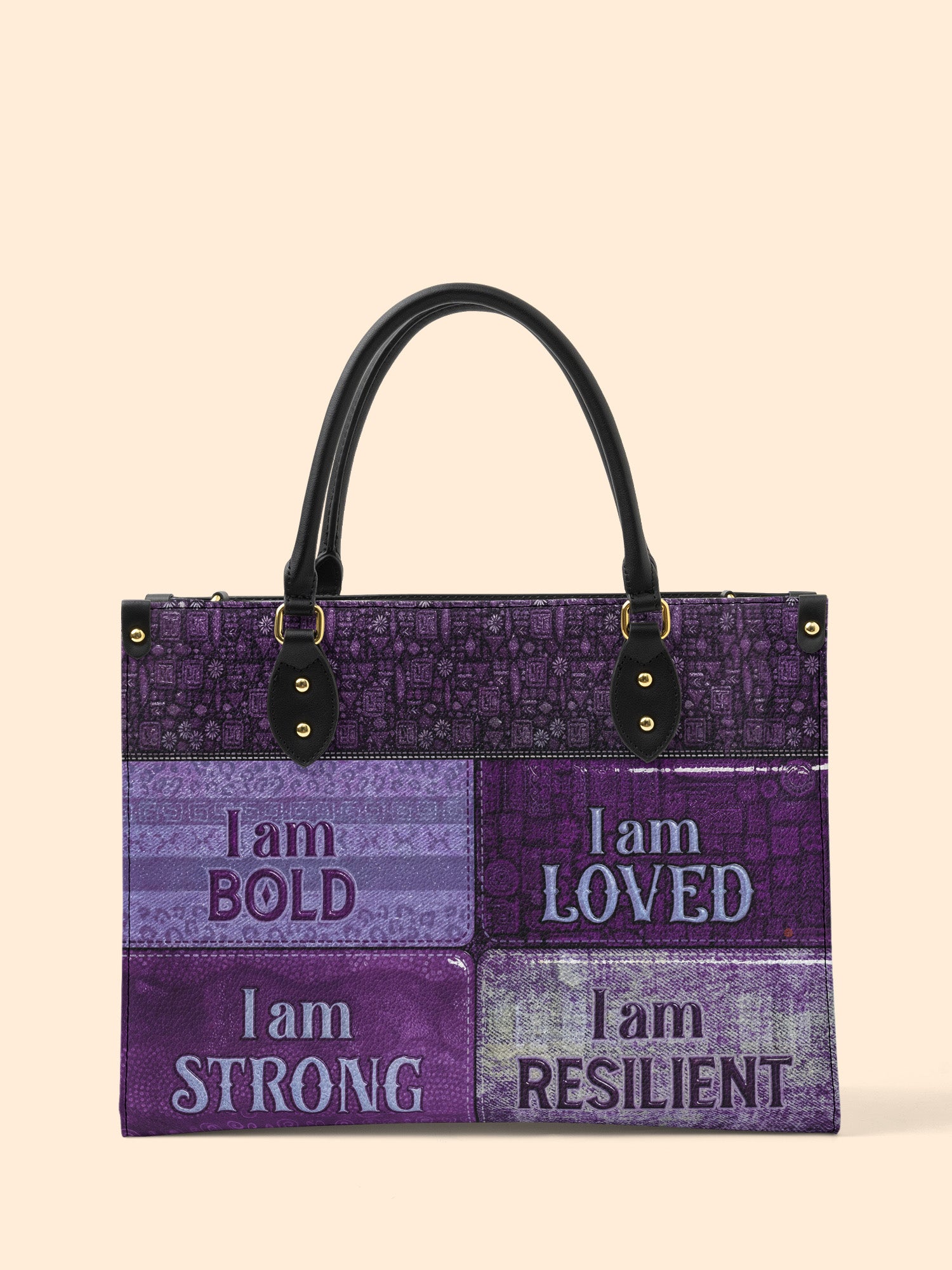 Purple Affirmations Premium Leather Handbag QR0XD1048
