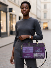 Purple Affirmations Leather Boston Bag QR0XD1048