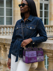 Purple Affirmations Leather Boston Bag QR0XD1048