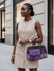 Purple Affirmations Leather Boston Bag QR0XD1048