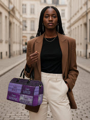 Purple Affirmations Leather Boston Bag QR0XD1048