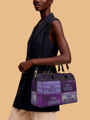 Purple Affirmations Leather Boston Bag QR0XD1048
