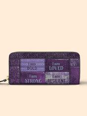 Purple Affirmations Slimline Zippy Wallet QR0XD1048