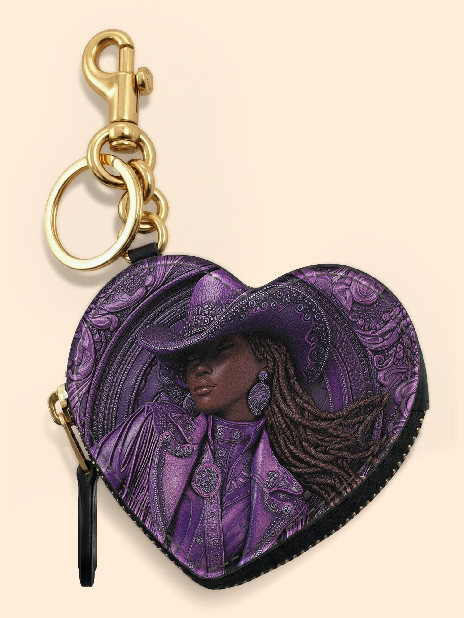 Bronze Horizon Heart Coin Pouch Bag Charm QR0TD458
