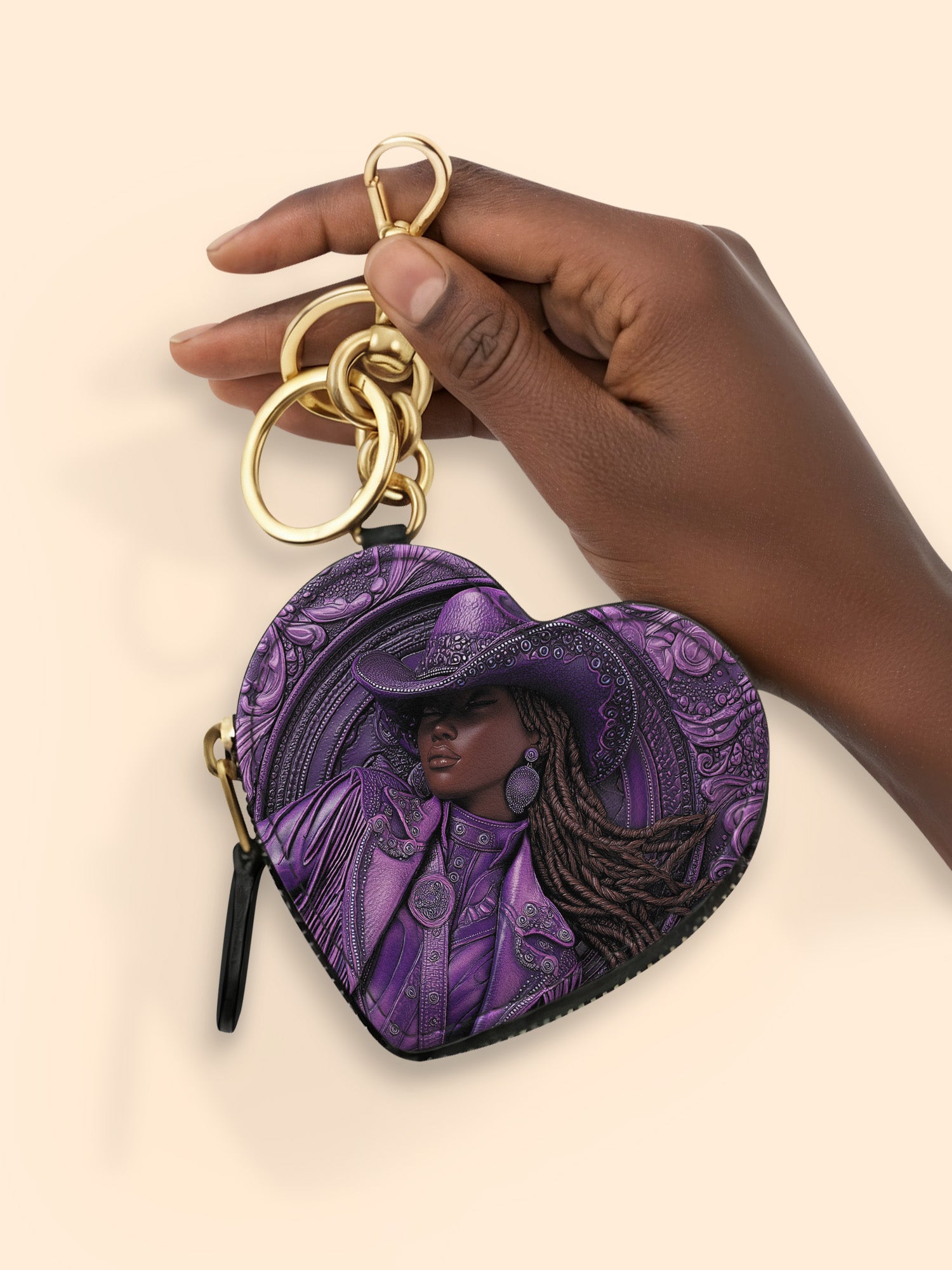 Bronze Horizon Heart Coin Pouch Bag Charm QR0TD458