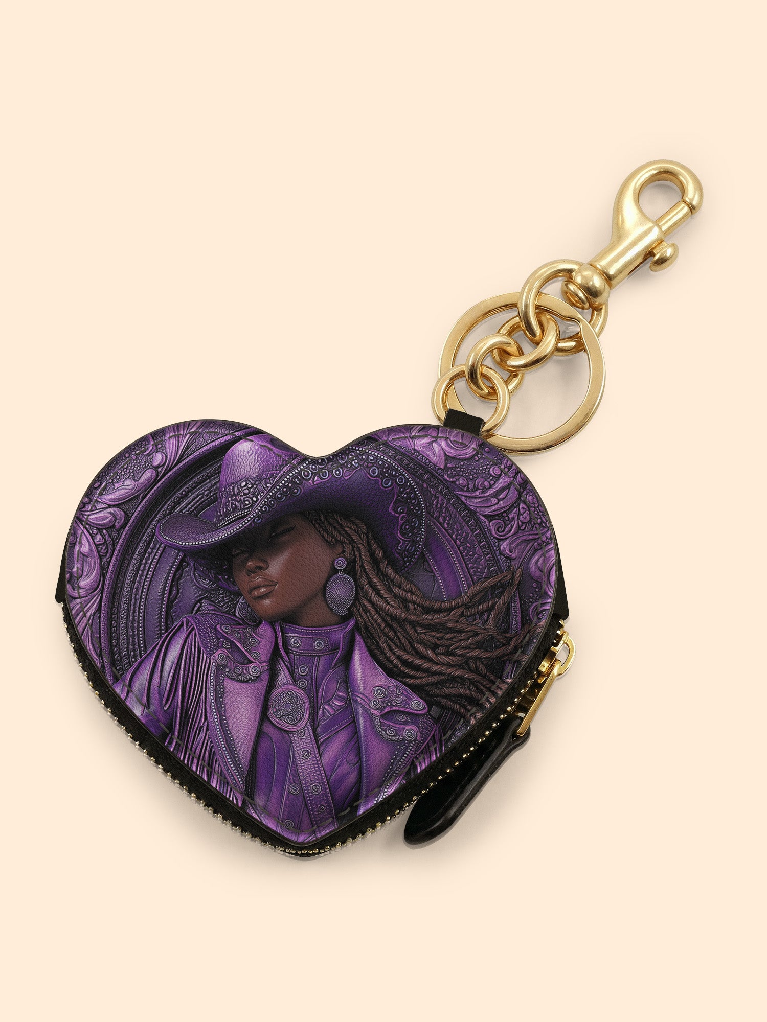 Bronze Horizon Heart Coin Pouch Bag Charm QR0TD458