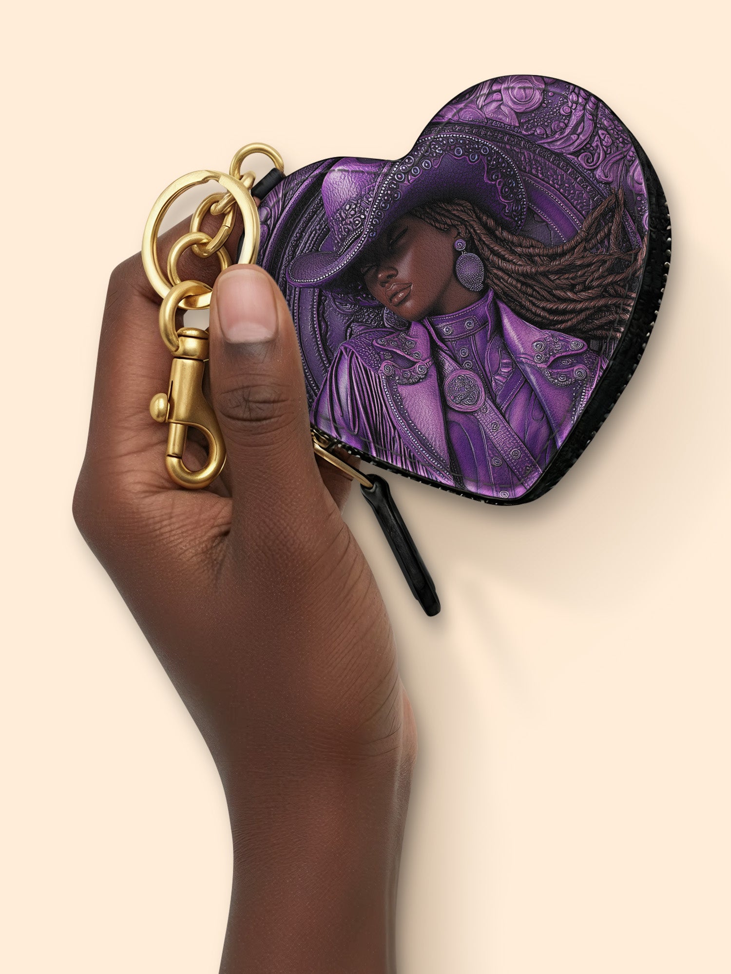 Bronze Horizon Heart Coin Pouch Bag Charm QR0TD458