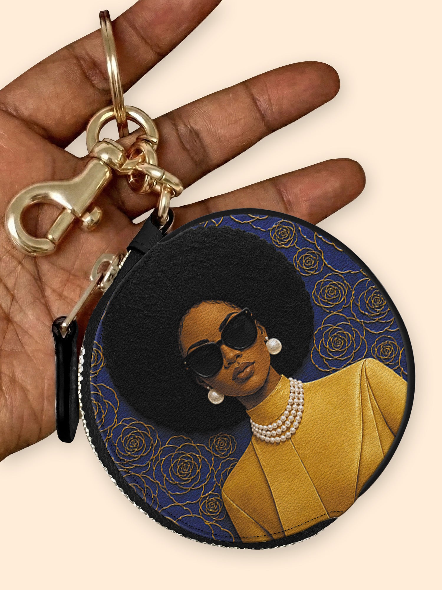 Legacy In Blue Circular Coin Pouch Bag Charm QR0TV284