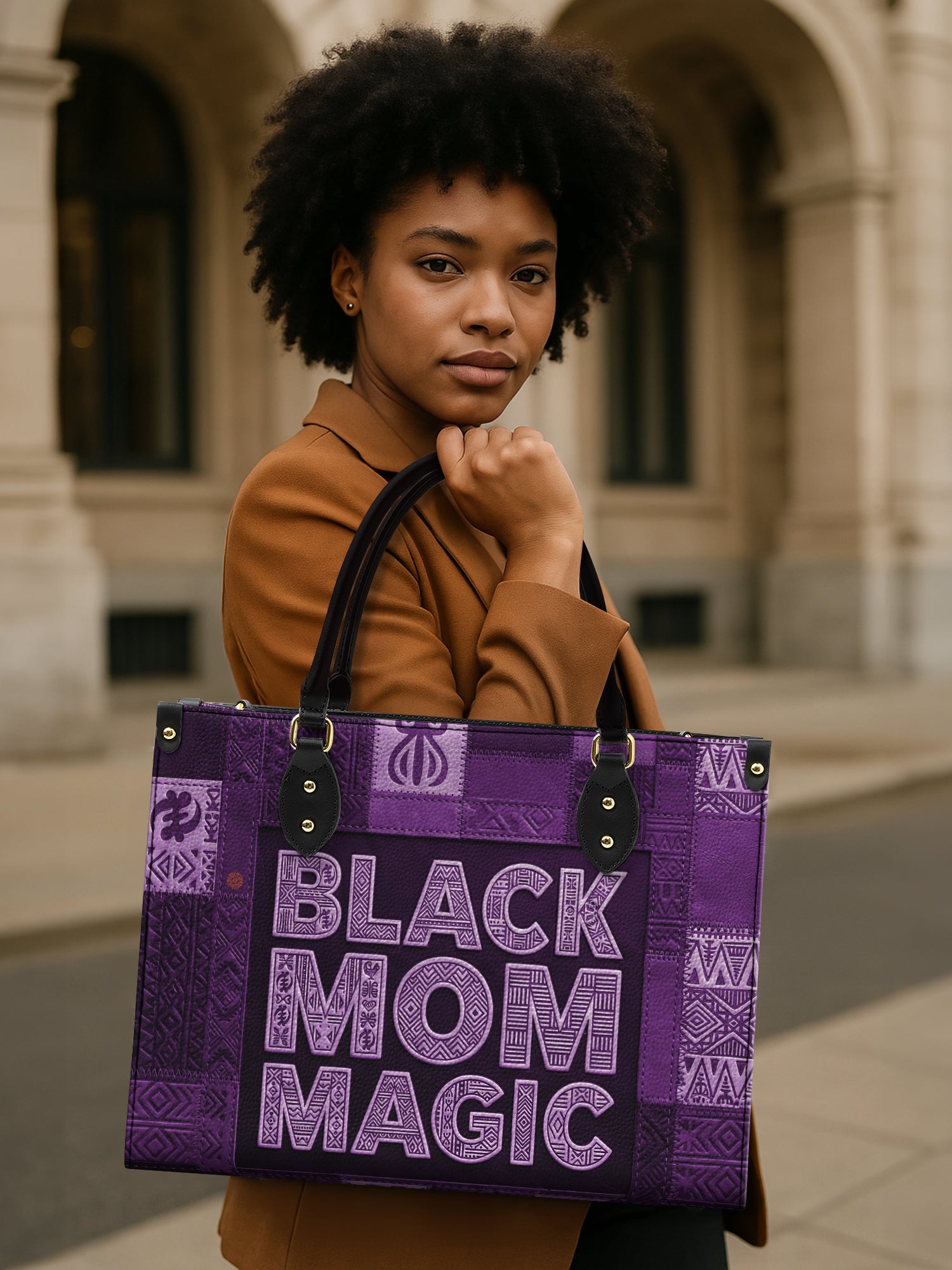 Black Mom Magic Amethyst Premium Leather Handbag QR0TD661