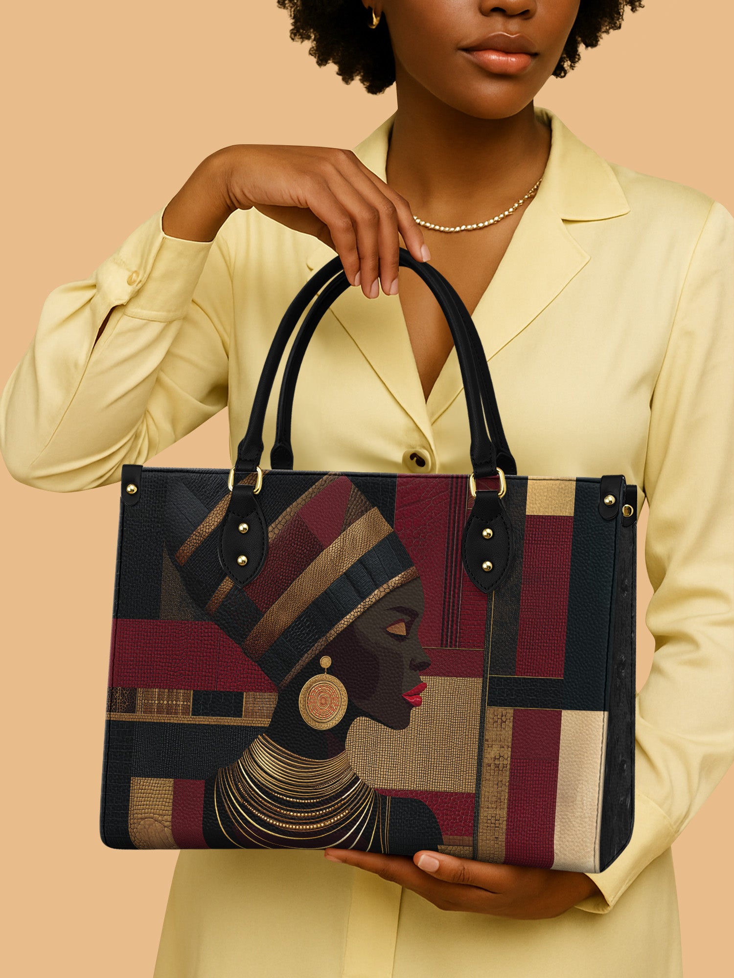 Regal Geometry Premium Leather Handbag QR0XD764