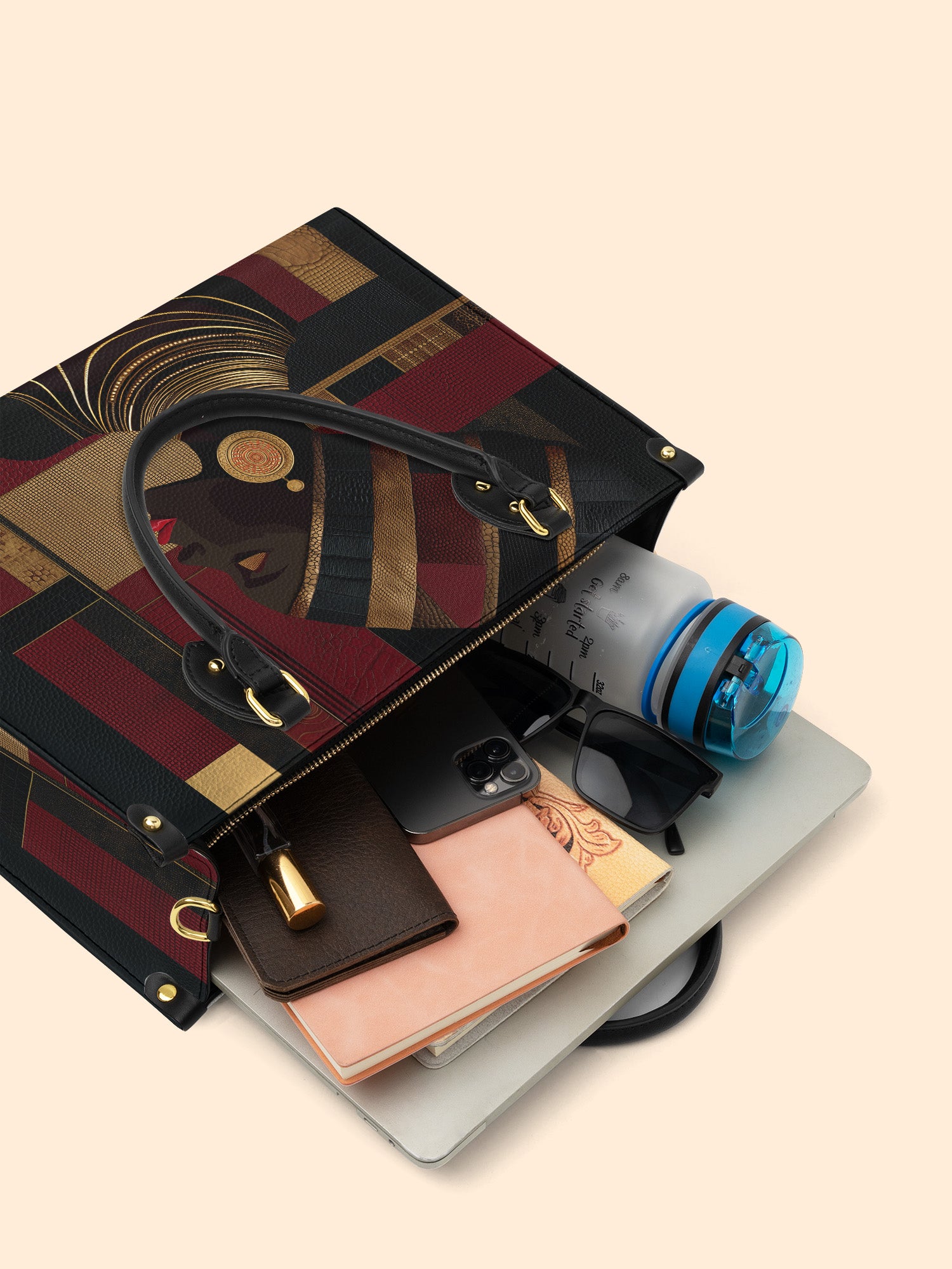 Regal Geometry Premium Leather Handbag QR0XD764