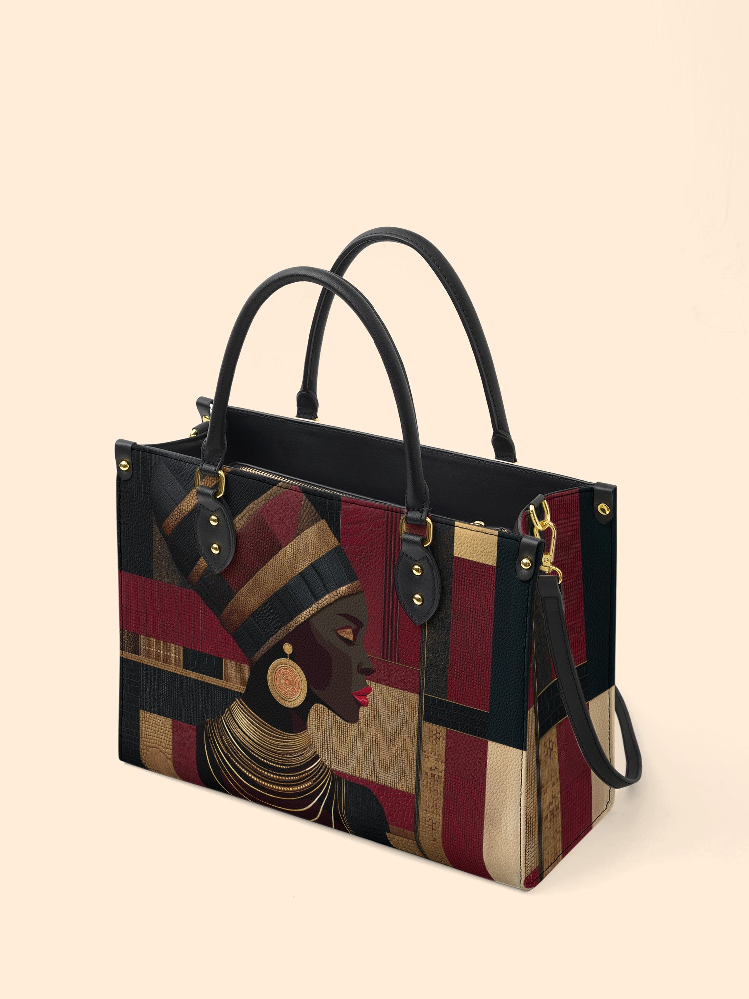 Regal Geometry Premium Leather Handbag QR0XD764