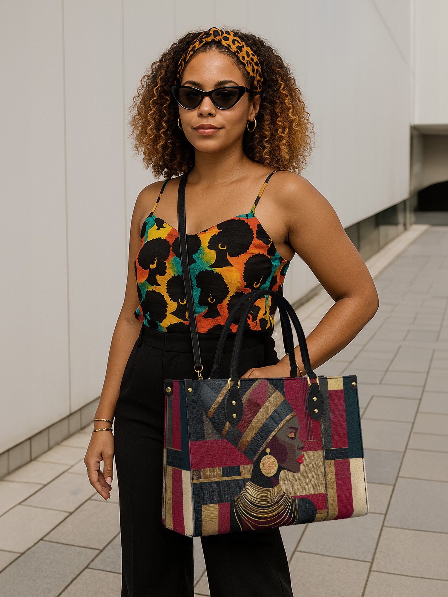 Regal Geometry Premium Leather Handbag QR0XD764