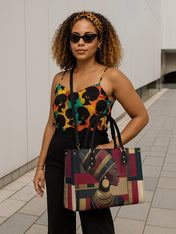 Regal Geometry Premium Leather Handbag QR0XD764