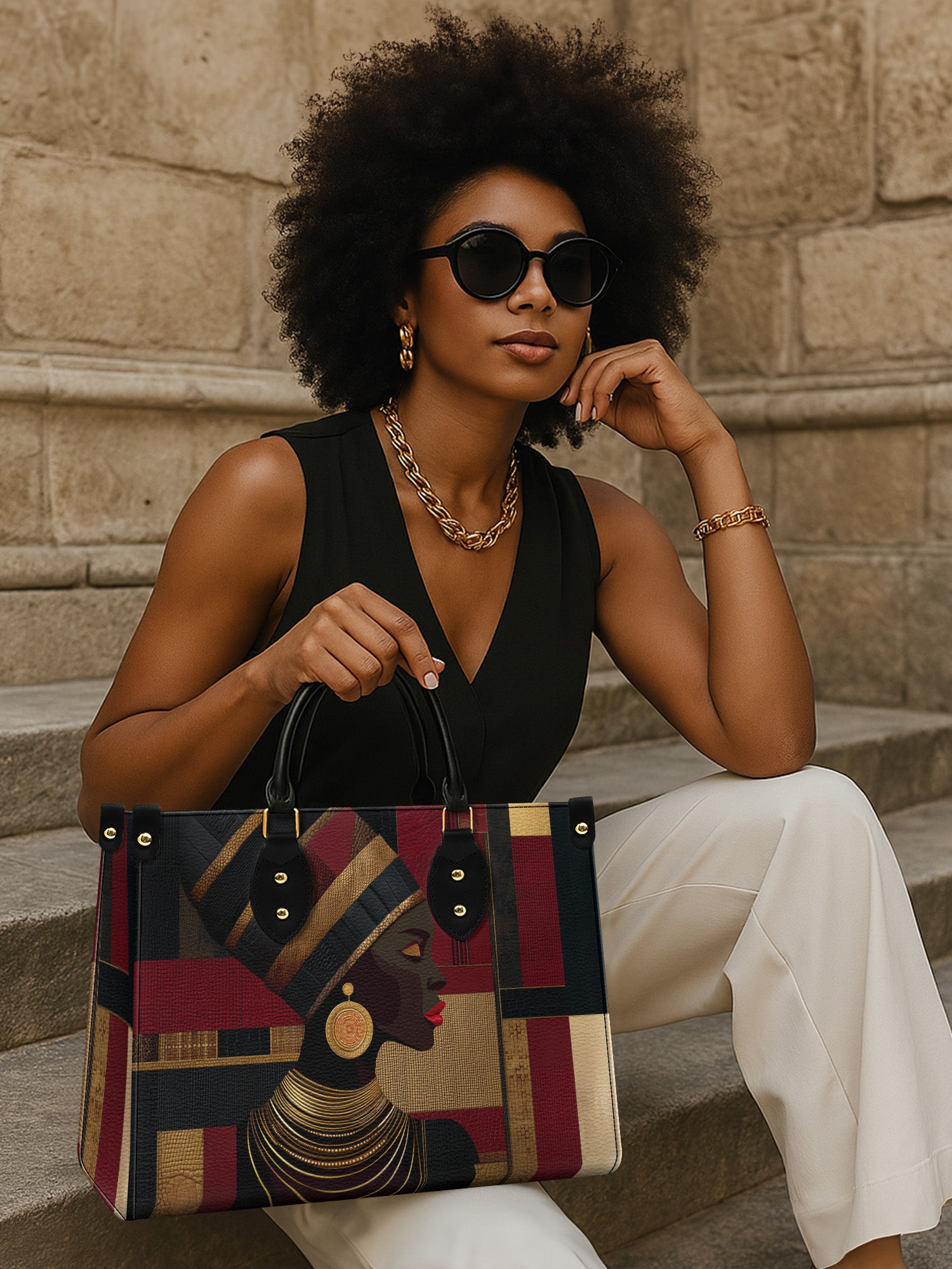 Regal Geometry Premium Leather Handbag QR0XD764