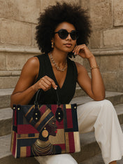 Regal Geometry Premium Leather Handbag QR0XD764