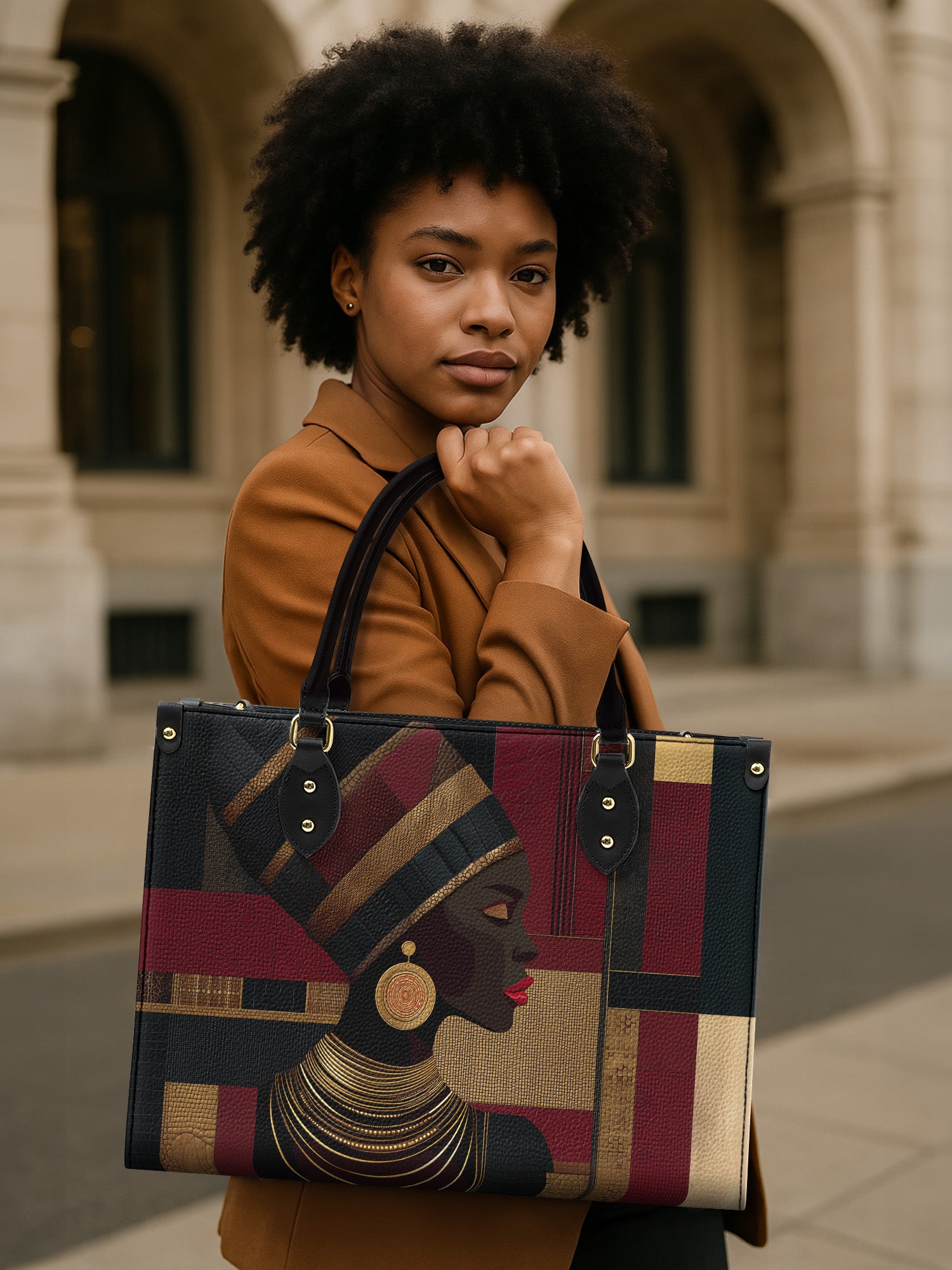 Regal Geometry Premium Leather Handbag QR0XD764