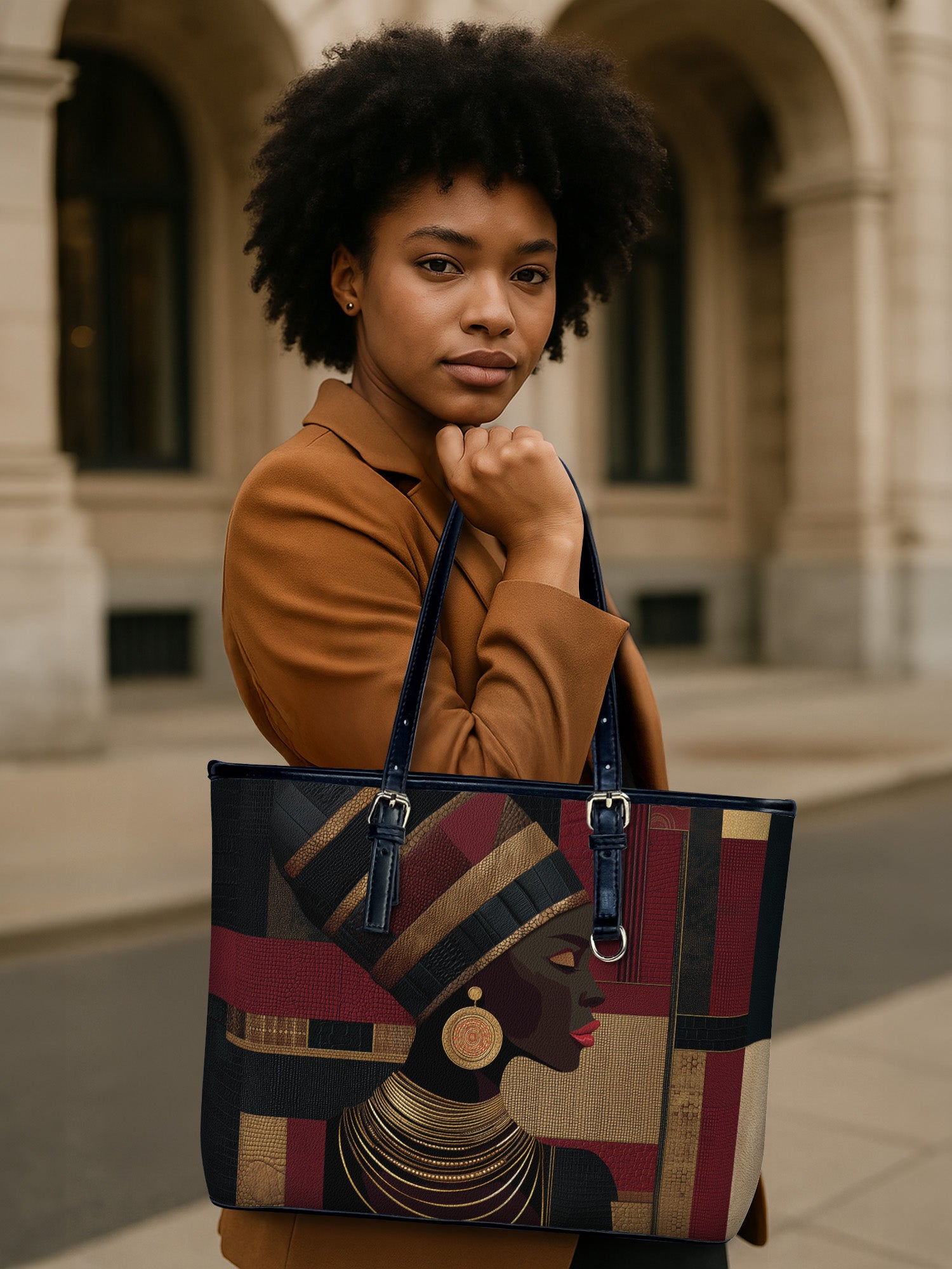 Regal Geometry Leather Bucket Bag QR0XD783