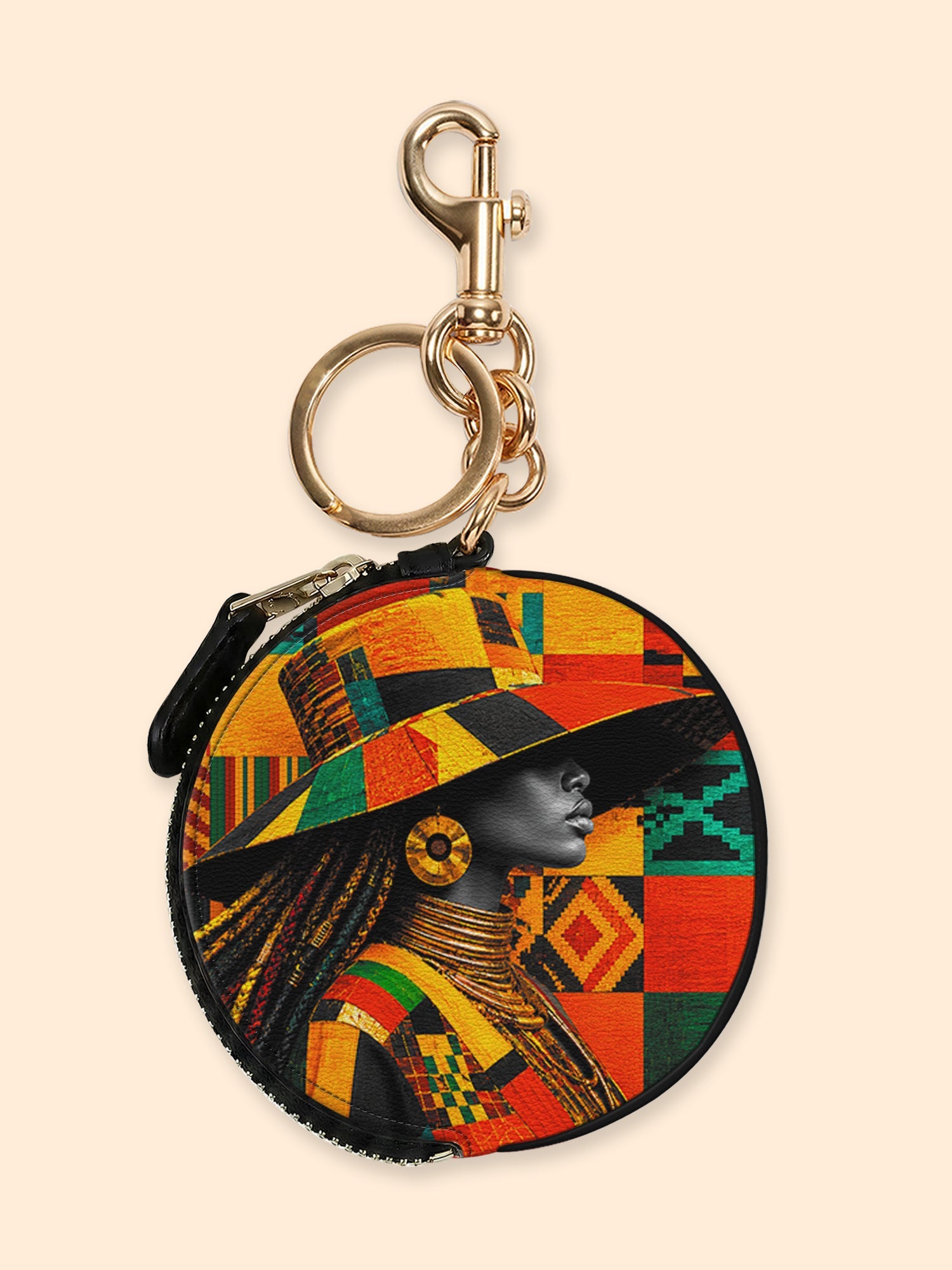 🎁 Kente Sovereign Circular Coin Pouch Bag Charm QR0TV276 (100% off)