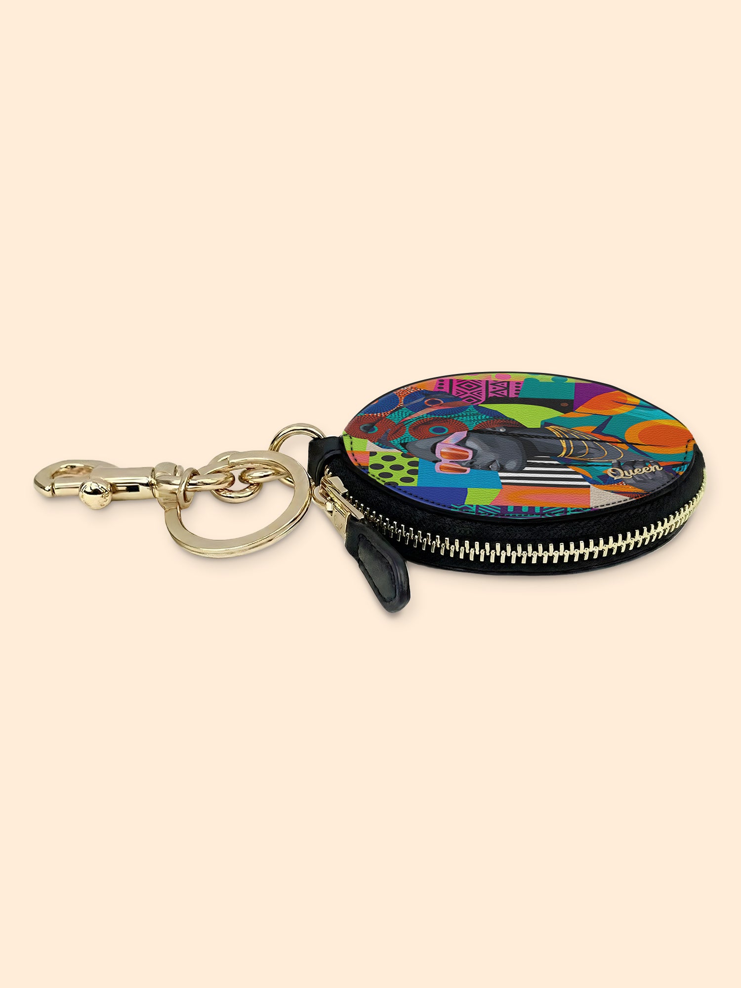 Afro Reverie Circular Coin Pouch Bag Charm QR0TV274