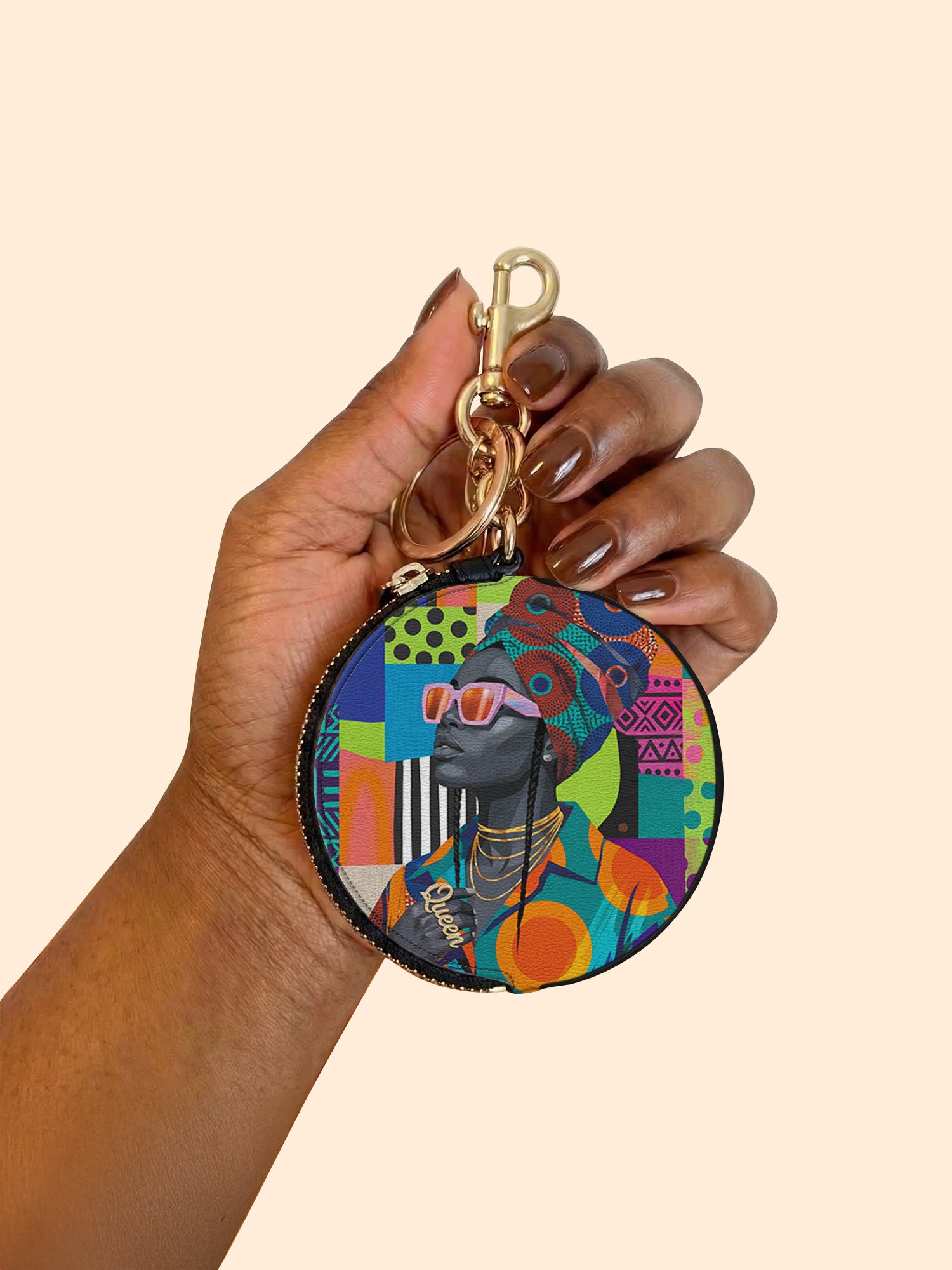 Afro Reverie Circular Coin Pouch Bag Charm QR0TV274
