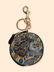 Crowned Ankara Circular Coin Pouch Bag Charm QR0TV277