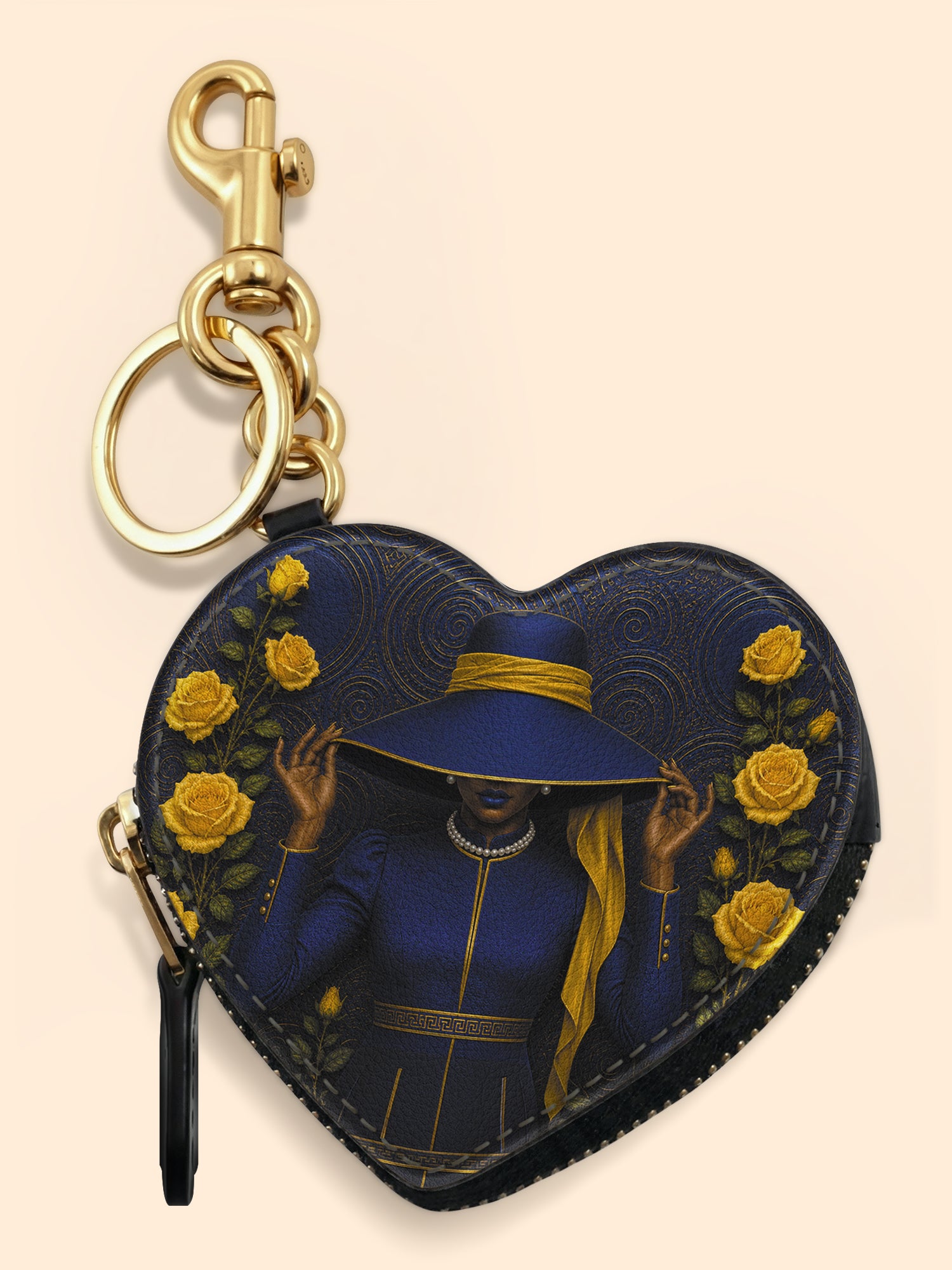 Regal Bloom Heart Coin Pouch Bag Charm QR0HH216