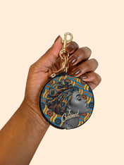Crowned Ankara Circular Coin Pouch Bag Charm QR0TV277